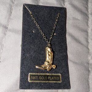 18K Gold Plated Cowboy Boot Charm Necklace 5771